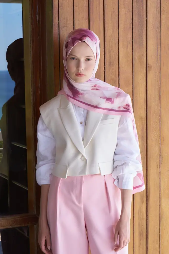 Live Garden Desen Şal - Pembe - 5