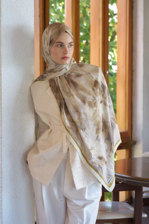 Live Garden Desen Şal - Yağ Yeşili 