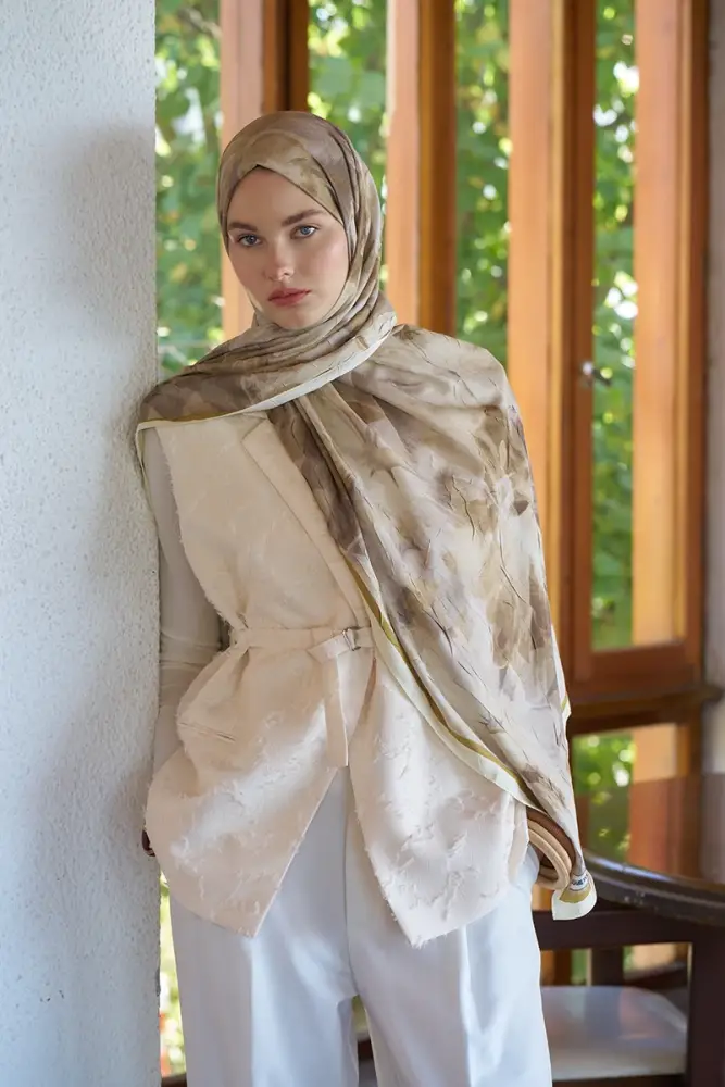 Live Garden Desen Şal - Yağ Yeşili - 3