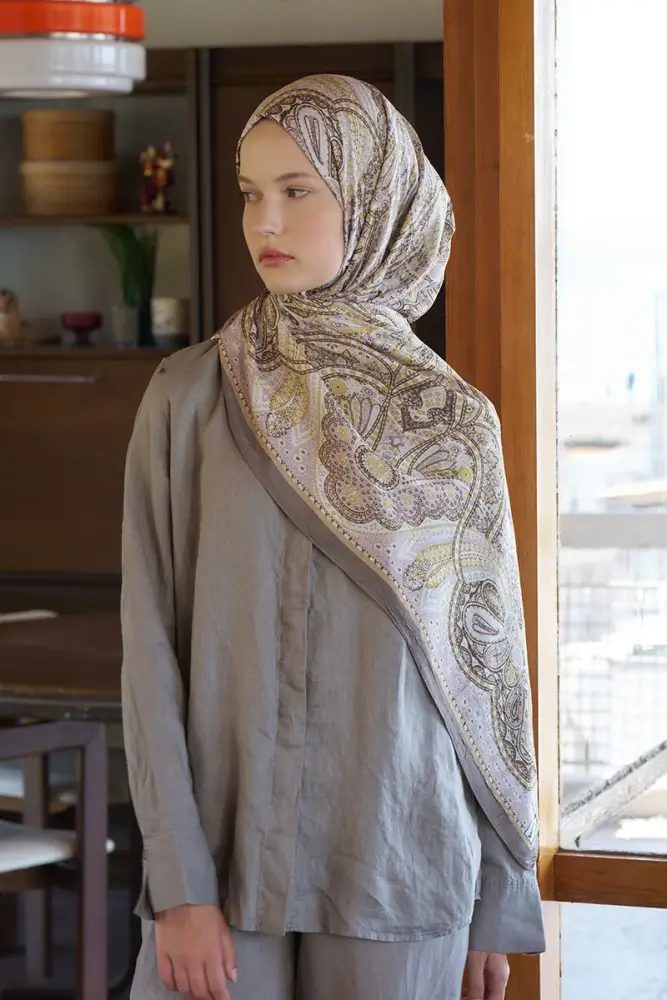 Live Siena Desen Şal - Haki - 2