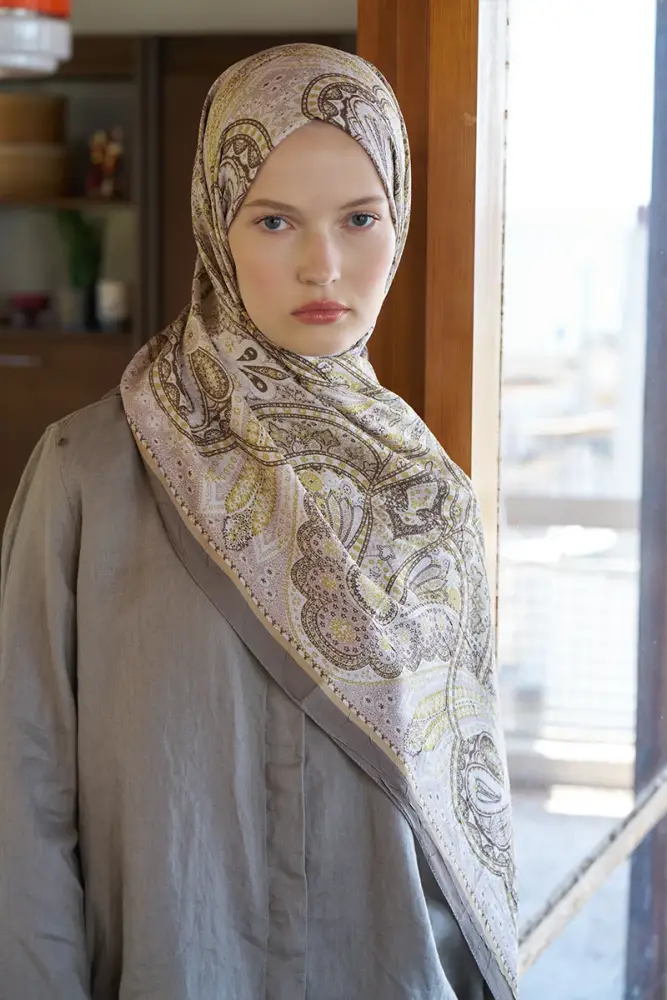 Live Siena Desen Şal - Haki - 3