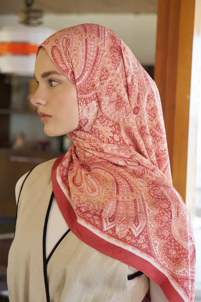 Live Siena Desen Şal - Kiremit - 2