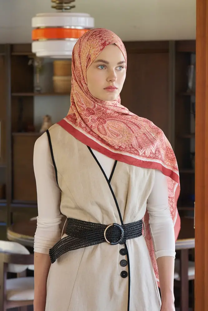 Live Siena Desen Şal - Kiremit - 3