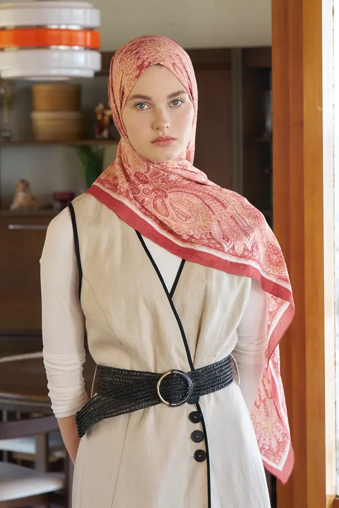 Live Siena Desen Şal - Kiremit - 4