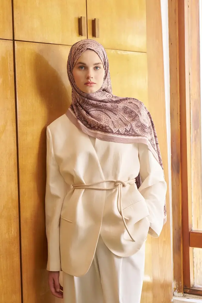 Live Siena Desen Şal - Koyu Bej - 1