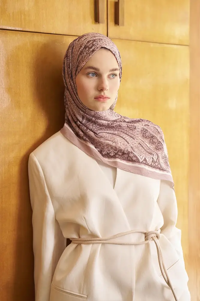 Live Siena Desen Şal - Koyu Bej - 2