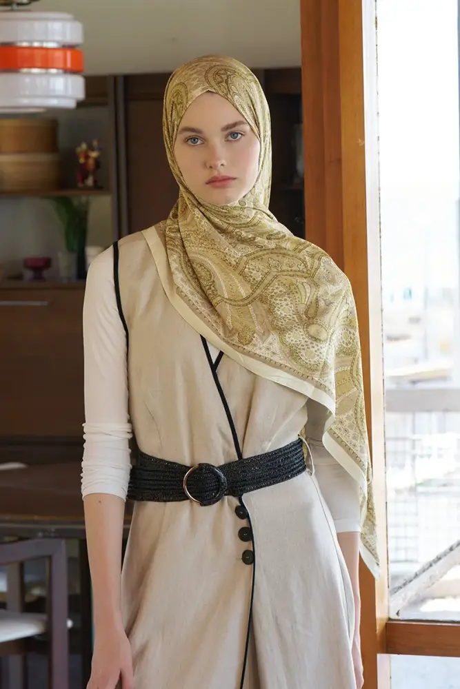 Live Siena Desen Şal - Sarı - 3