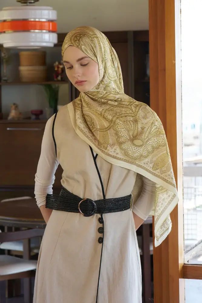 Live Siena Desen Şal - Sarı - 4