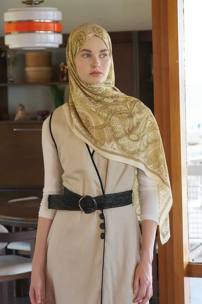 Live Siena Desen Şal - Sarı - 2