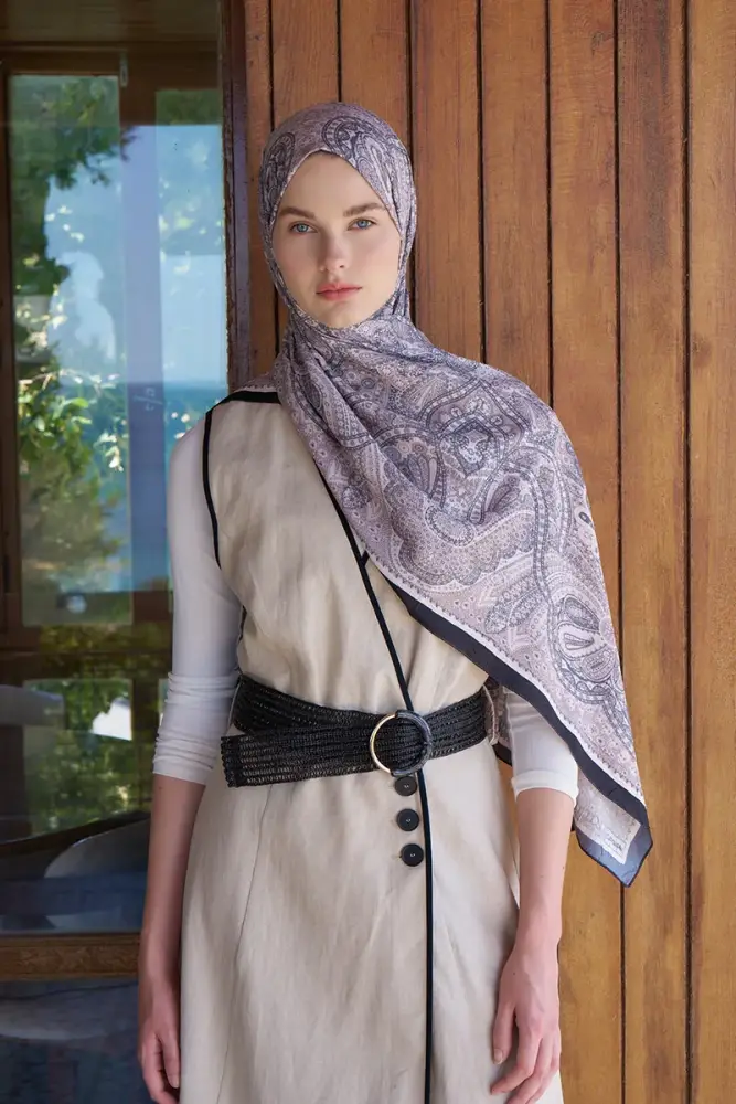 Live Siena Desen Şal - Siyah - 2