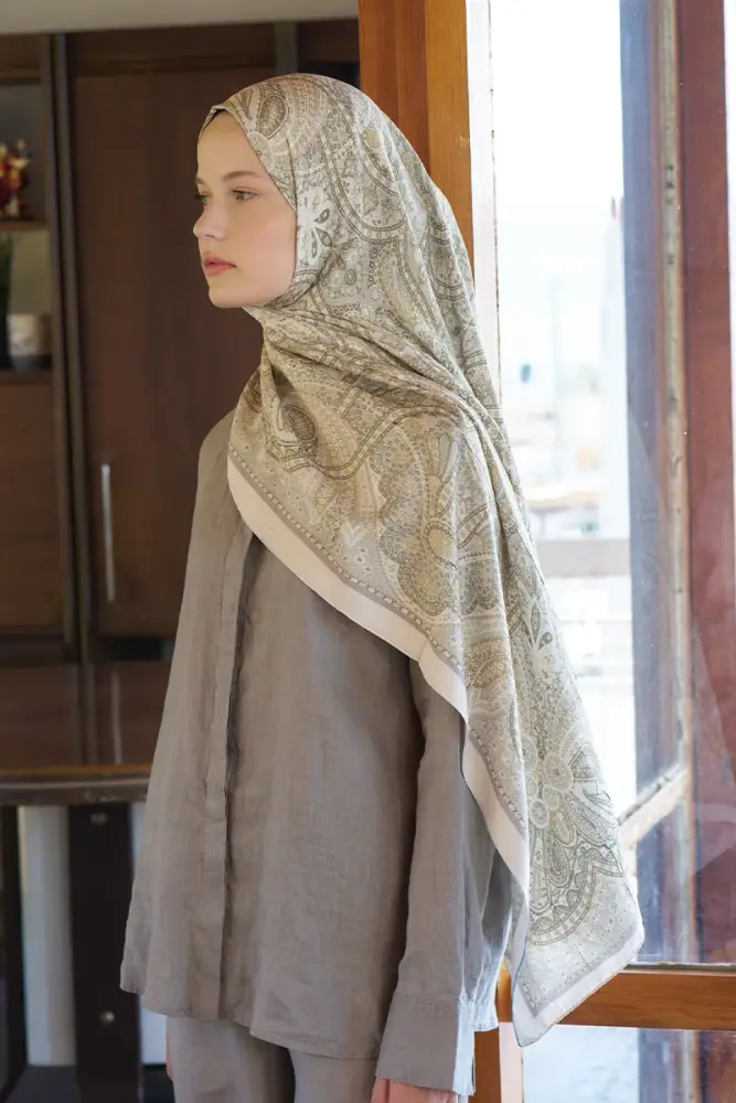 Live Siena Desen Şal - Yağ Yeşili - 2