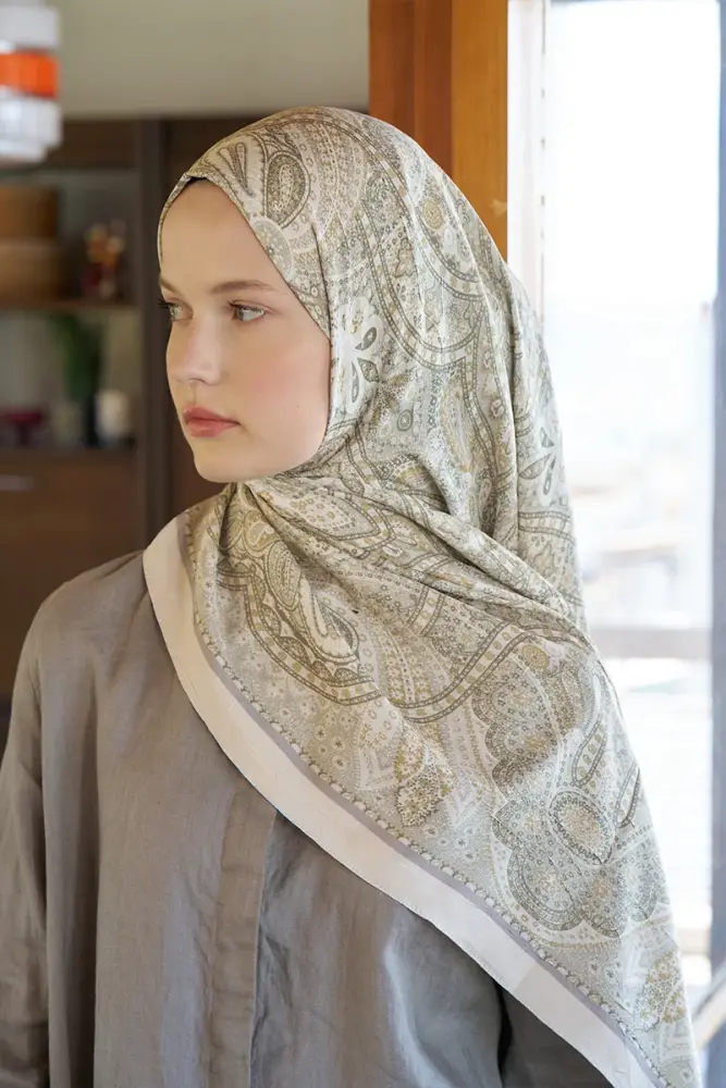 Live Siena Desen Şal - Yağ Yeşili - 4