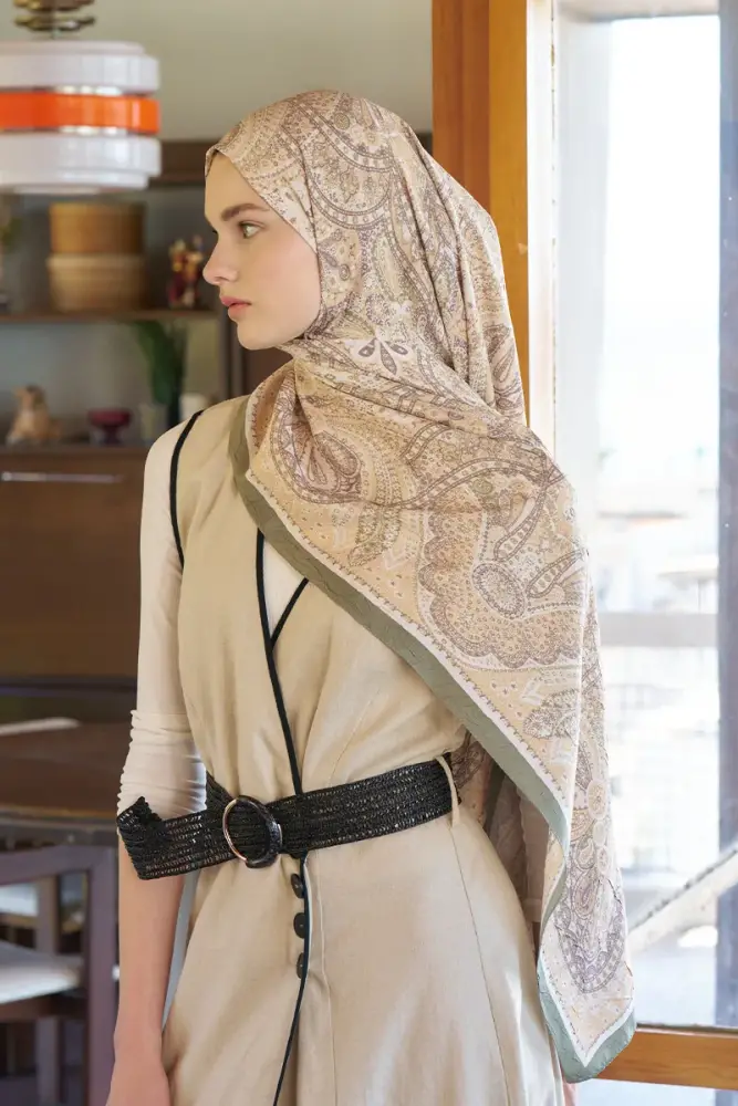 Live Siena Desen Şal - Yeşil - 3