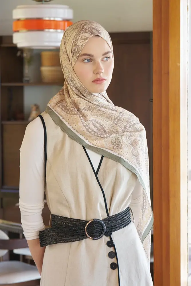 Live Siena Desen Şal - Yeşil - 4