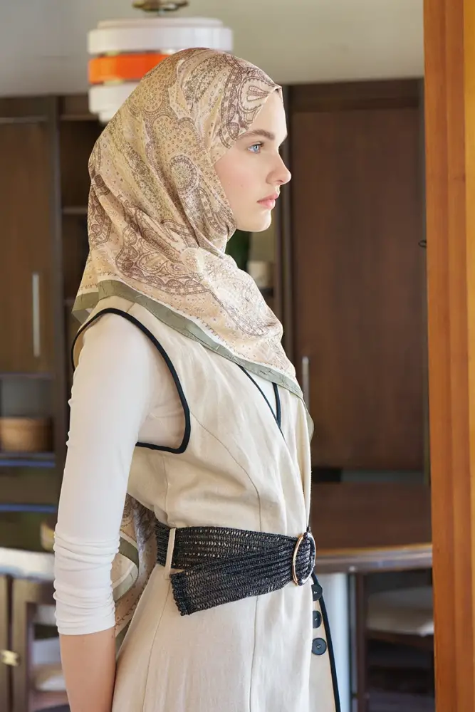 Live Siena Desen Şal - Yeşil - 5