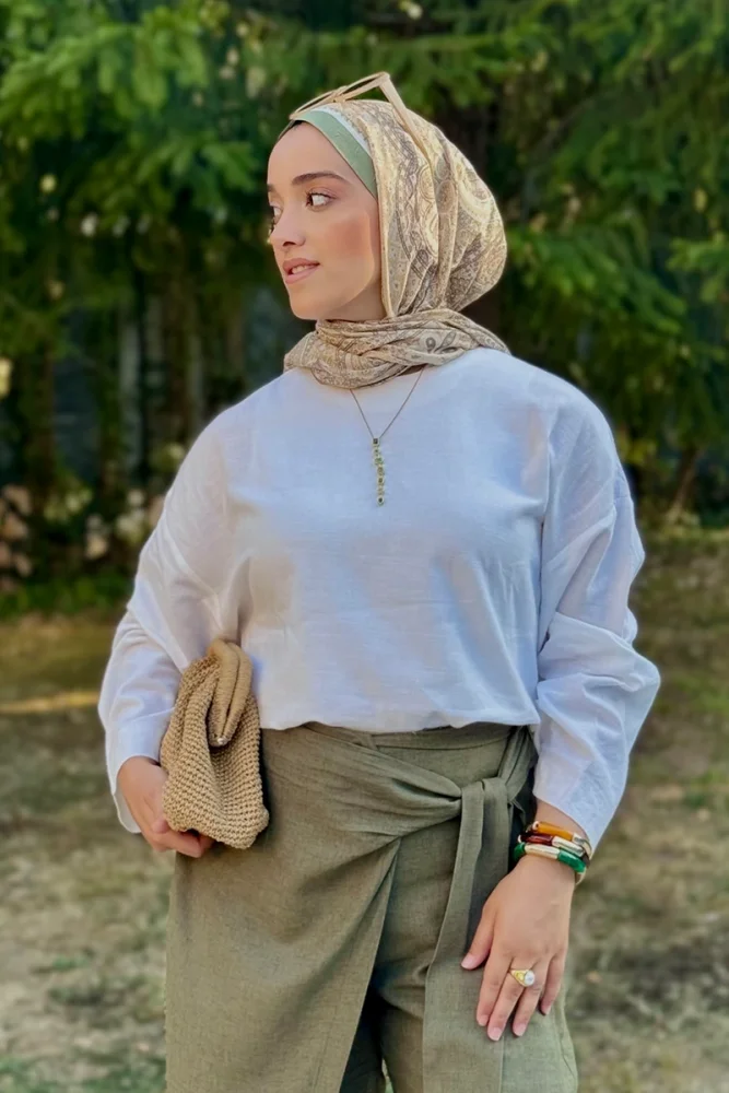 Live Siena Desen Şal - Yeşil - 1