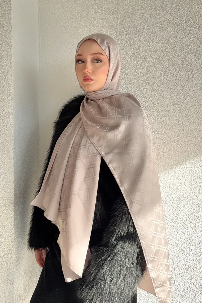 Naiya Jakar Şal Frame Desen - Bej - 3