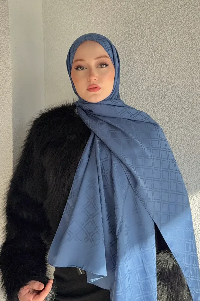 Naiya Jakar Şal Frame Desen - İndigo - 3