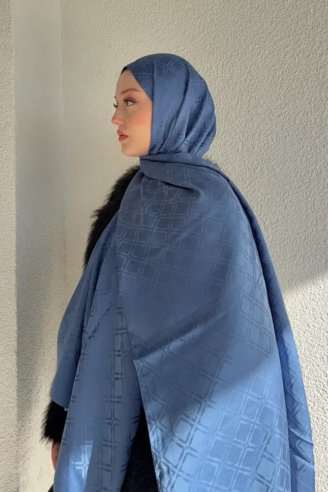 Naiya Jakar Şal Frame Desen - İndigo - 4