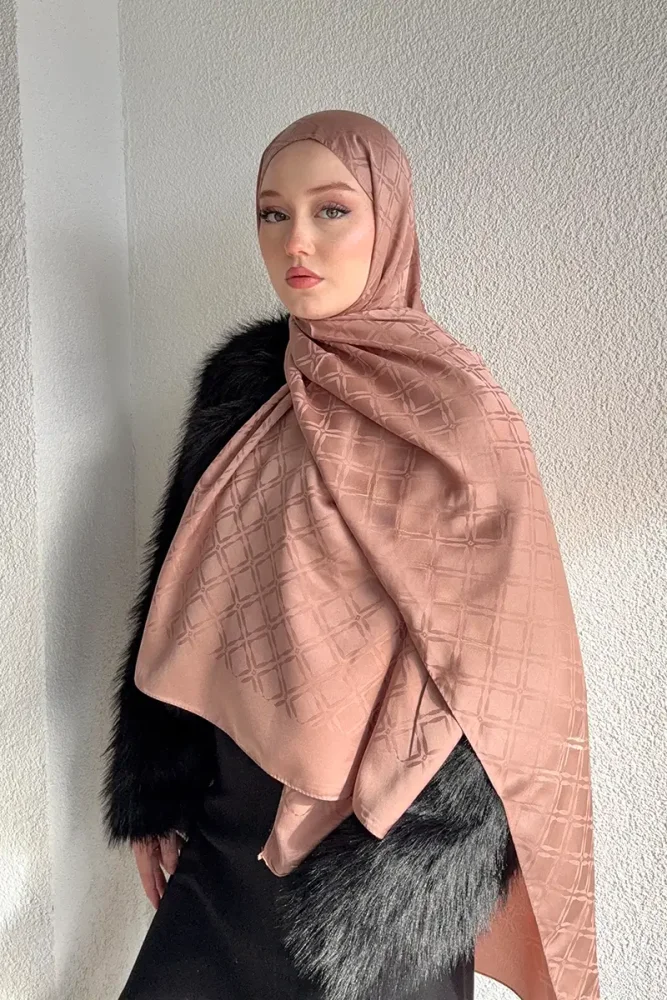 Naiya Jakar Şal Frame Desen - Mocha - 4