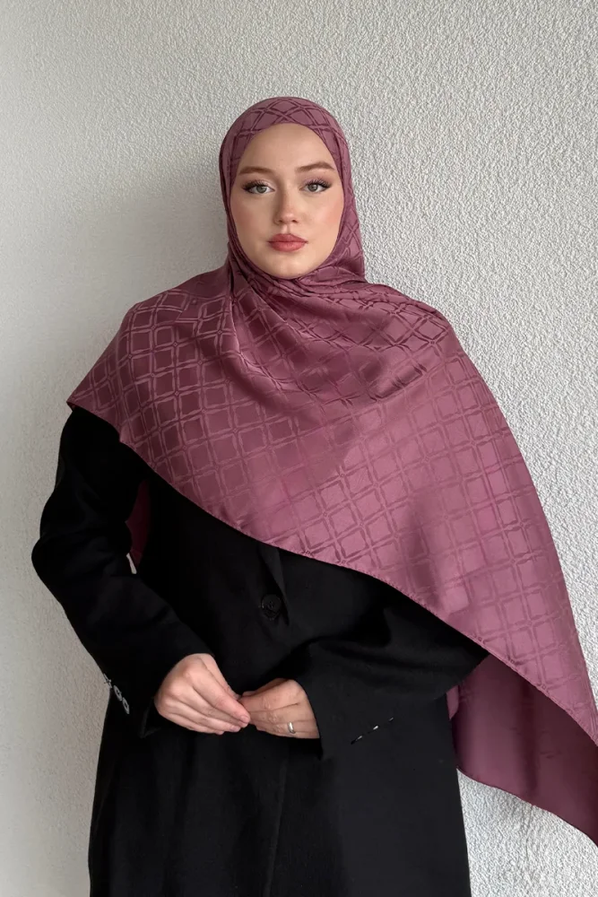 Naiya Jakar Şal Frame Desen - Mürdüm - 1