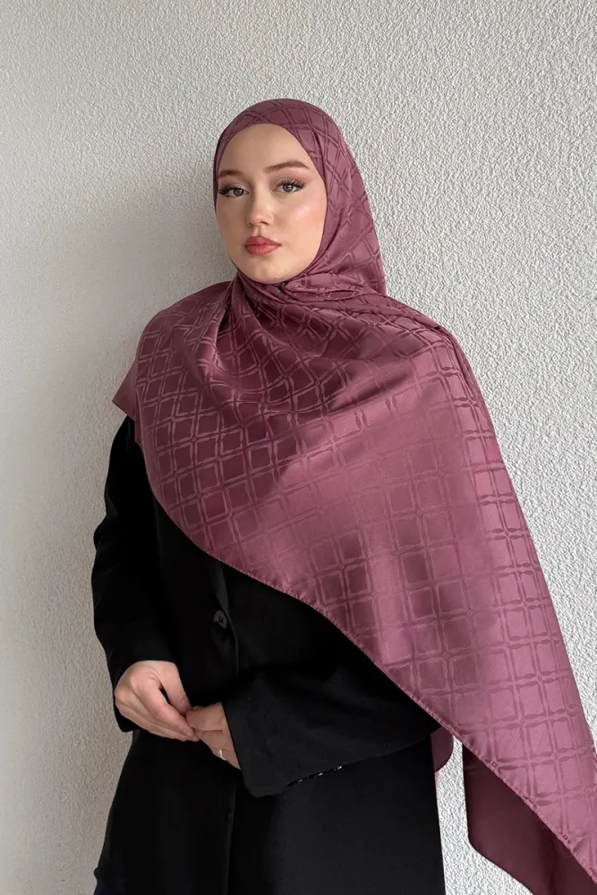 Naiya Jakar Şal Frame Desen - Mürdüm - 2