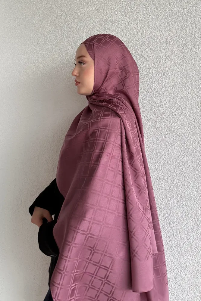 Naiya Jakar Şal Frame Desen - Mürdüm - 3