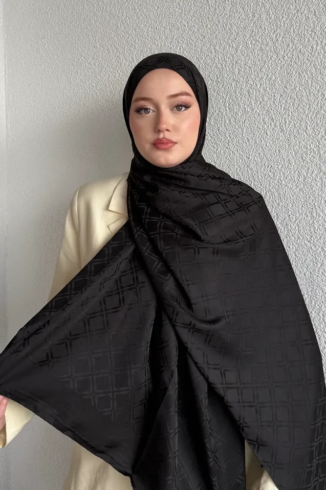 Naiya Jakar Şal Frame Desen - Siyah - 3