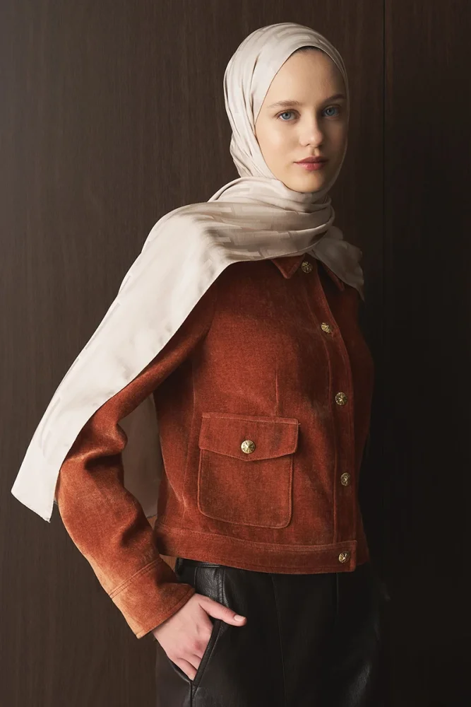 Naiya Jakar Şal Line Desen - Bej - 1