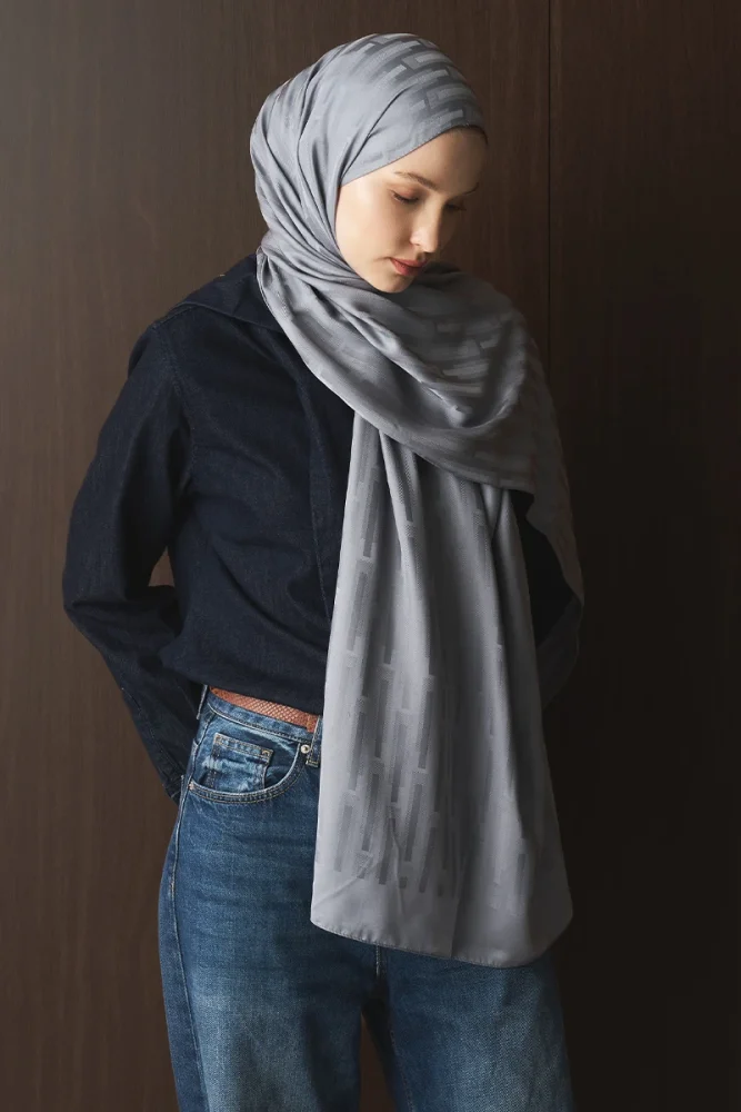 Naiya Jakar Şal Line Desen - Gri - 3