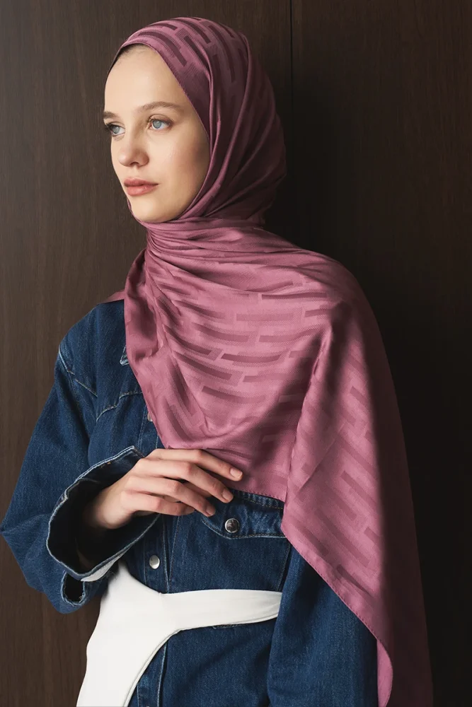 Naiya Jakar Şal Line Desen - Gül Kurusu - 2