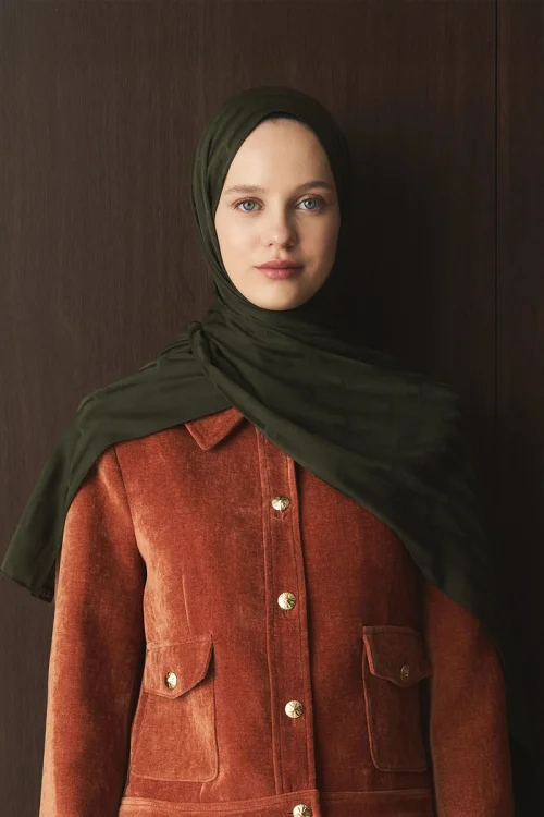 Naiya Jakar Şal Line Desen - Haki 