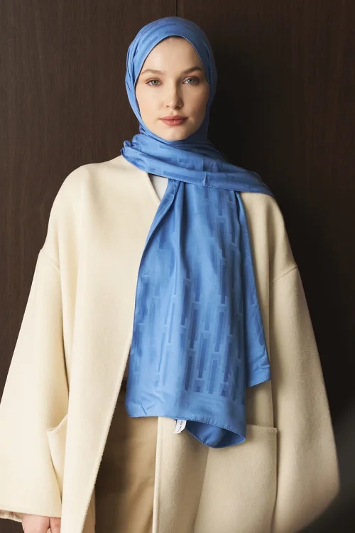 Naiya Jakar Şal Line Desen - İndigo 