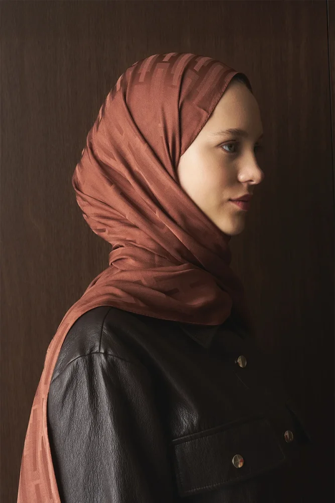 Naiya Jakar Şal Line Desen - Kızıl Kahve - 5