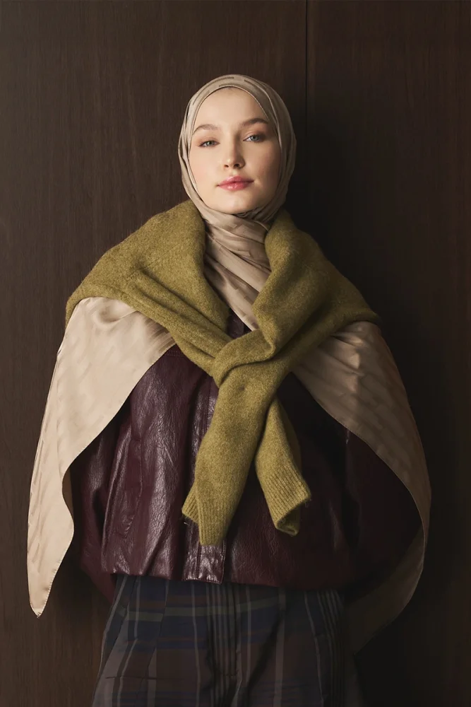 Naiya Jakar Şal Line Desen - Latte - 2