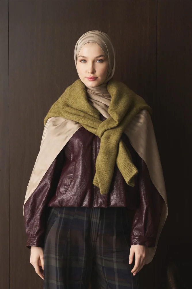 Naiya Jakar Şal Line Desen - Latte - 3