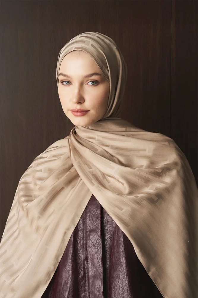 Naiya Jakar Şal Line Desen - Latte - 5