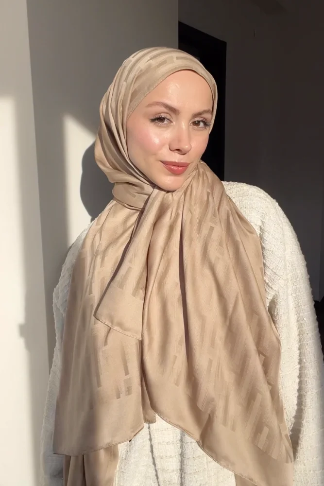 Naiya Jakar Şal Line Desen - Latte - 1