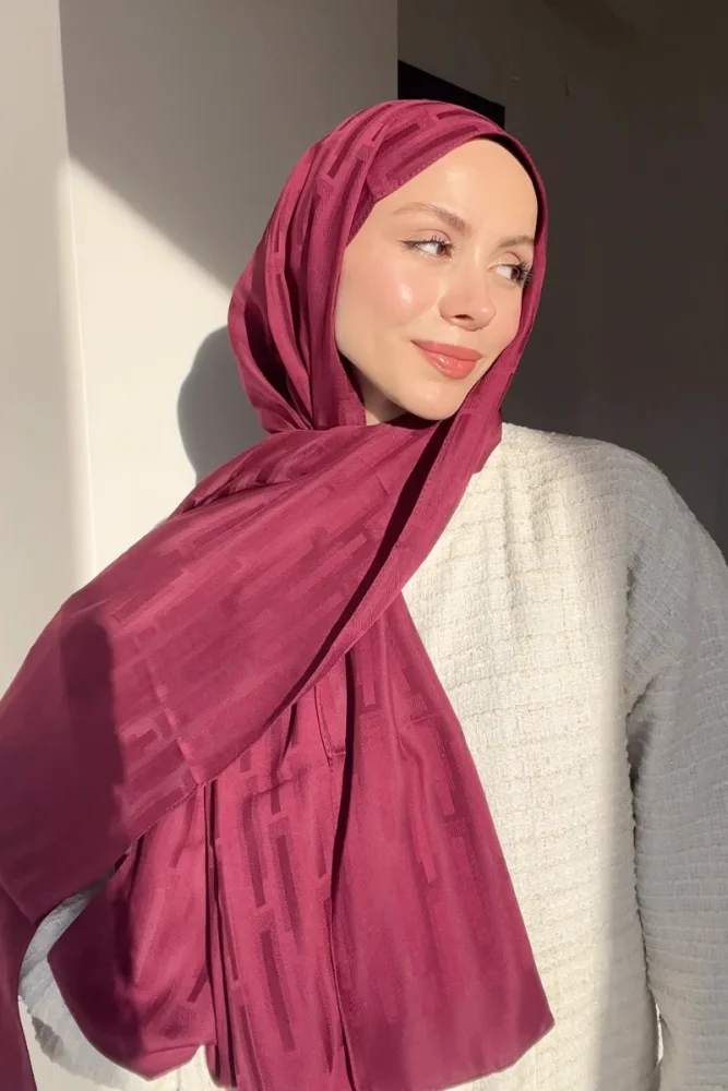 Naiya Jakar Şal Line Desen - Mürdüm - 1