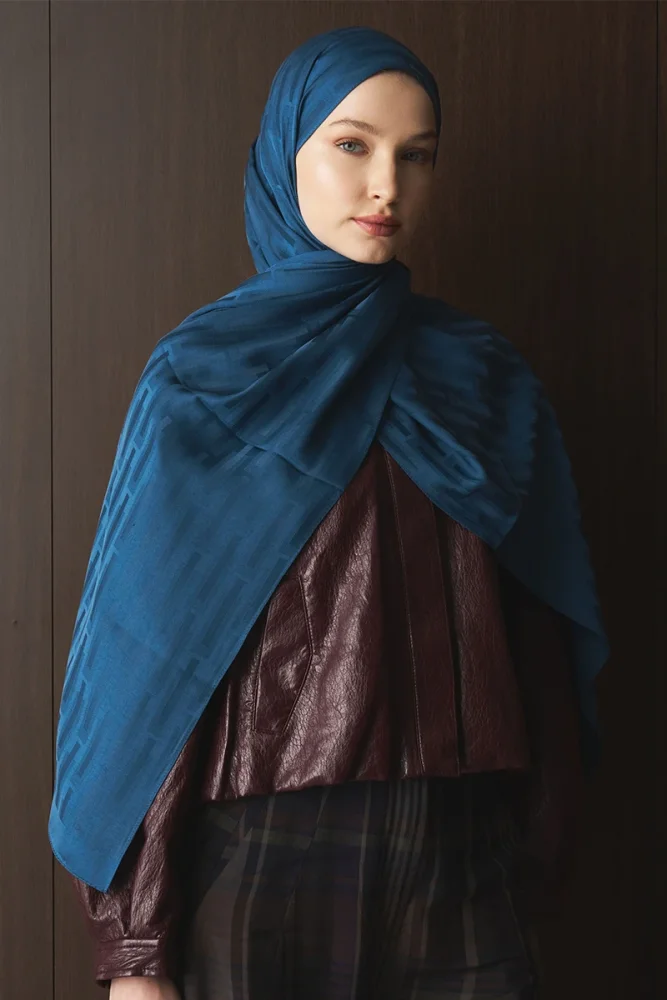 Naiya Jakar Şal Line Desen - Petrol - 4