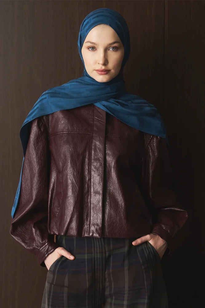 Naiya Jakar Şal Line Desen - Petrol - 5