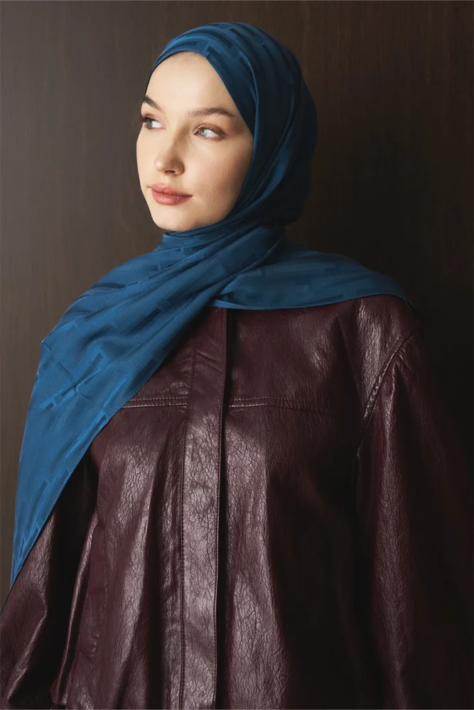 Naiya Jakar Şal Line Desen - Petrol - 6