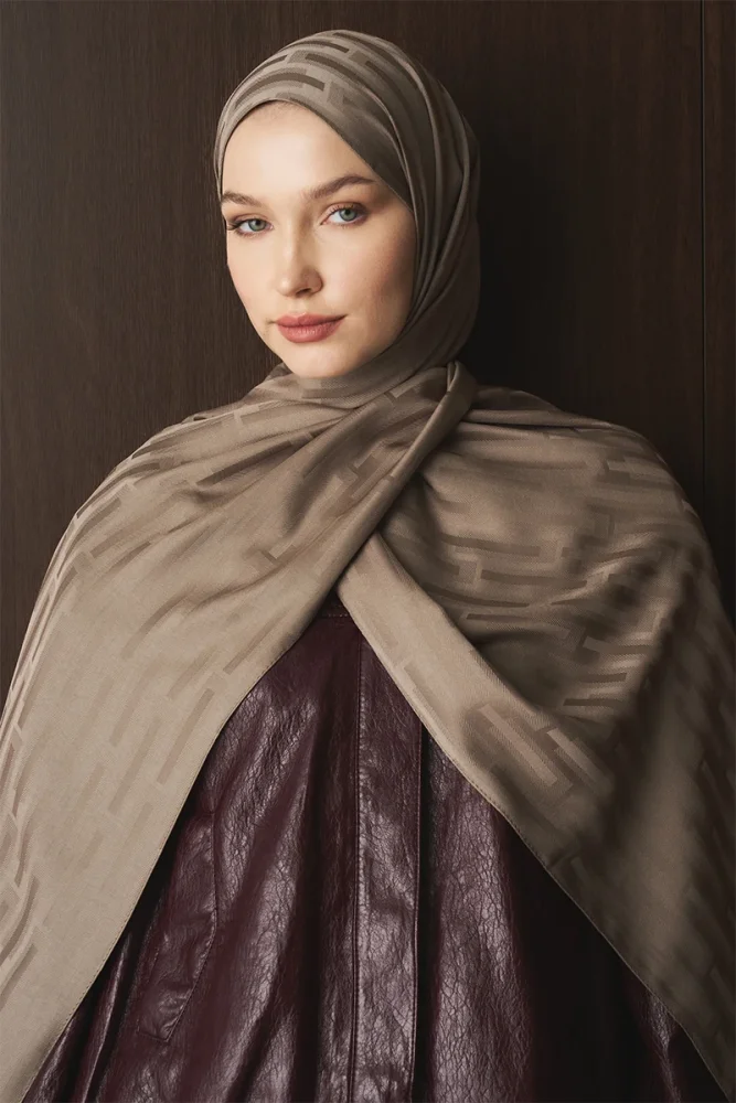 Naiya Jakar Şal Line Desen - Vizon - 3