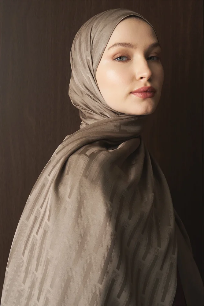 Naiya Jakar Şal Line Desen - Vizon - 4