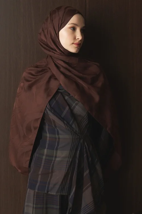 Naiya Jakar Şal Wave Desen - Acı Kahve 