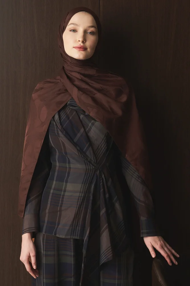 Naiya Jakar Şal Wave Desen - Acı Kahve - 3