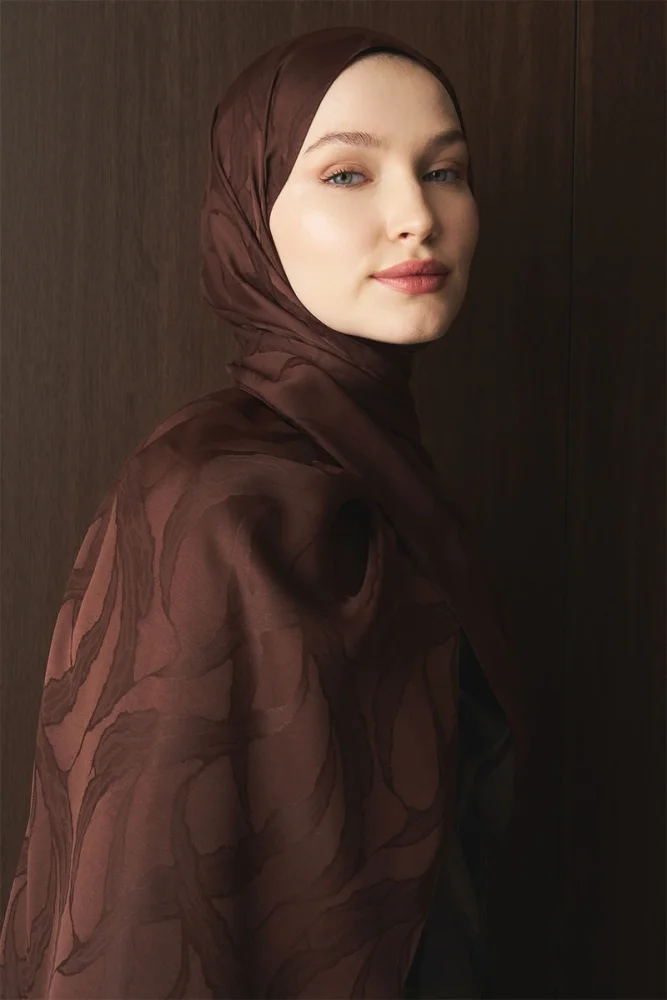 Naiya Jakar Şal Wave Desen - Acı Kahve - 5