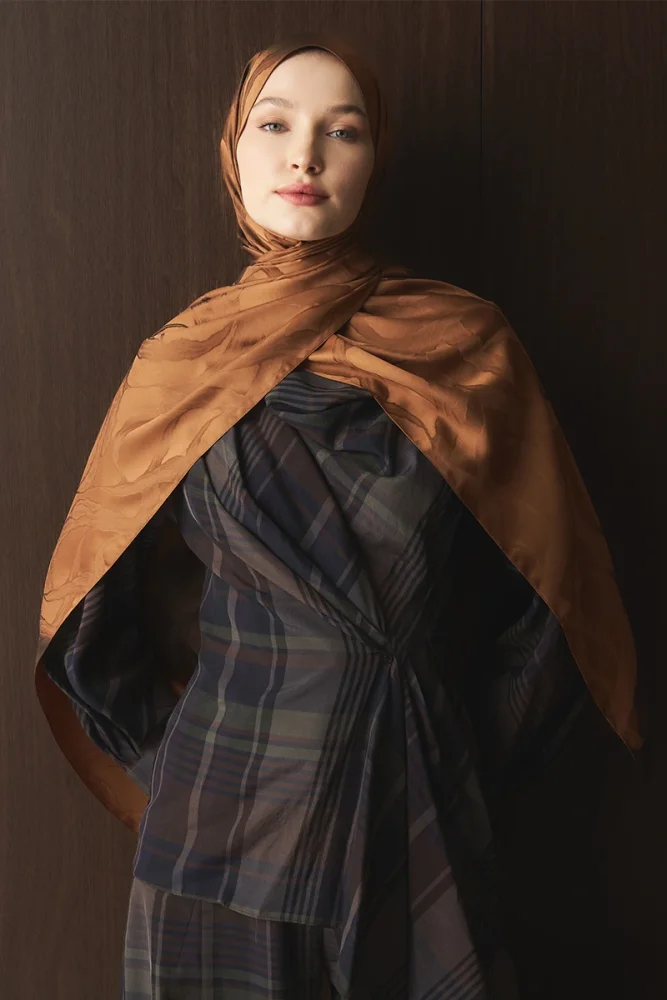 Naiya Jakar Şal Wave Desen - Bakır - 4