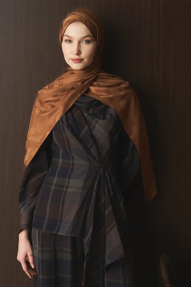 Naiya Jakar Şal Wave Desen - Bakır - 6