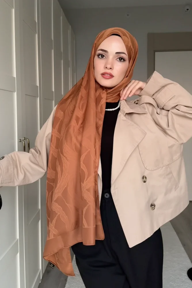 Naiya Jakar Şal Wave Desen - Bakır - 2